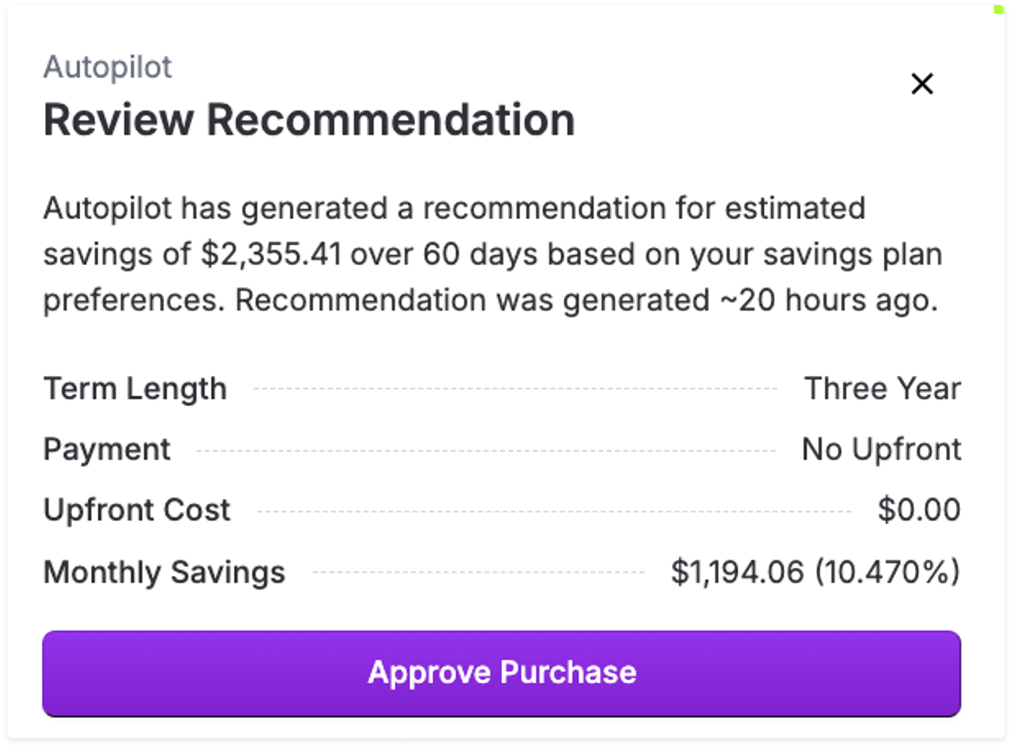 Coverage Overview screen on the Autopilot dashboard