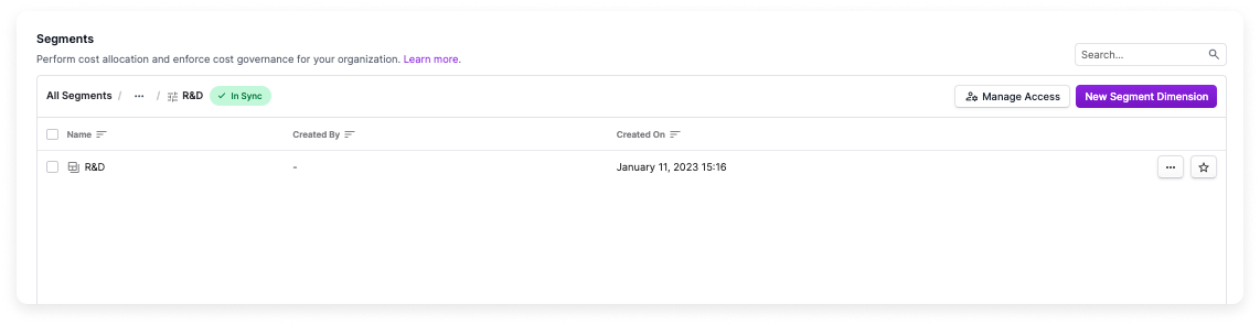 Create Cost Filters for segment