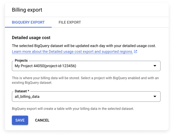 GCP detailed usage cost configuration