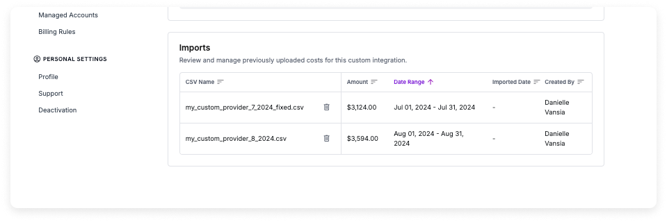 Import section for custom provider