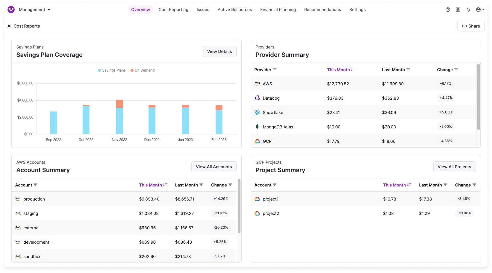 Snowflake Cost Reports