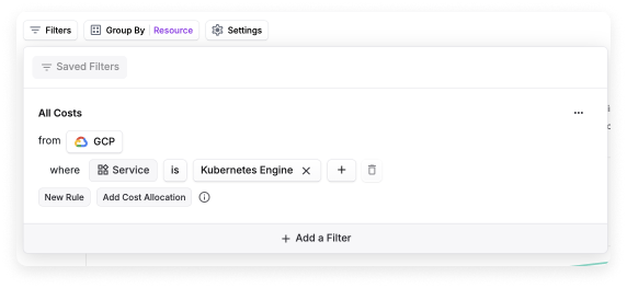 GKE Autopilot filters on a Cost Report