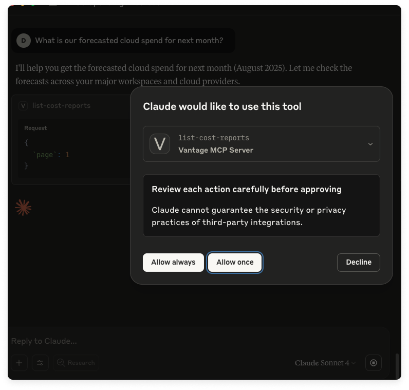 Authorizing a tool in Claude