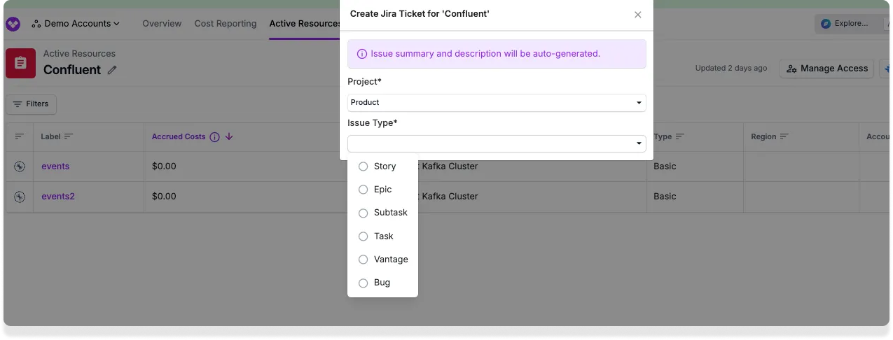 Creating a resource report issue