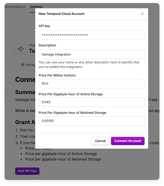 Adding all credentials and custom rates in the Vantage console