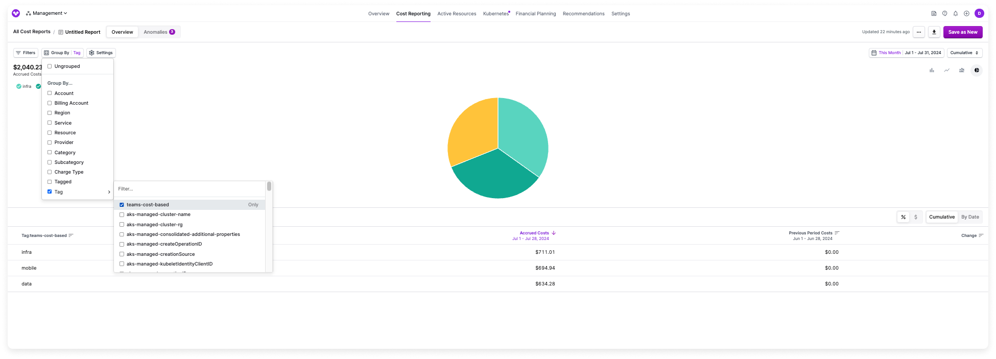 A sample Tag Value field for AWS Support Fee costs